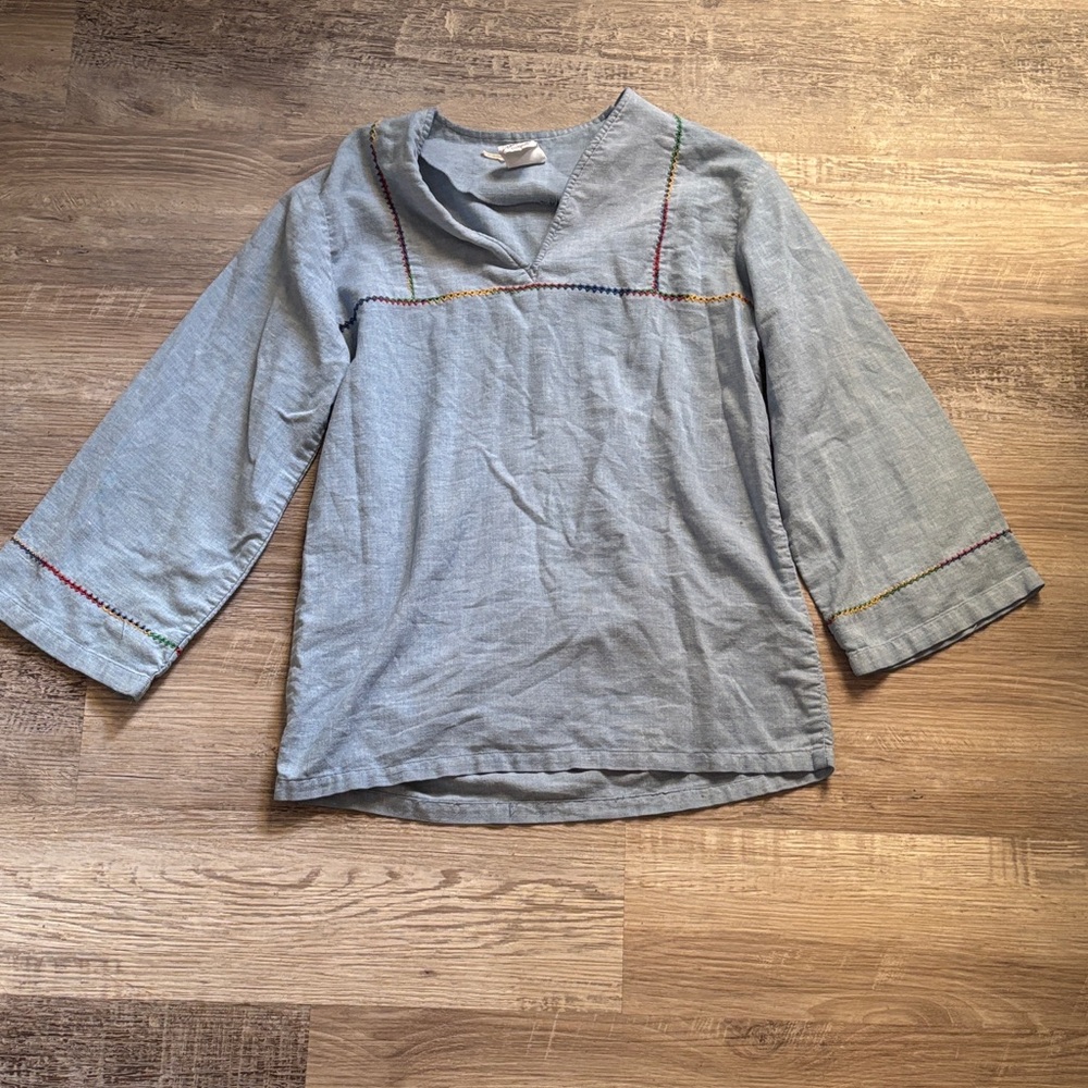 Vintage 1950s Kennington Stylish Kids' Blue Top with Multicolor Stitching